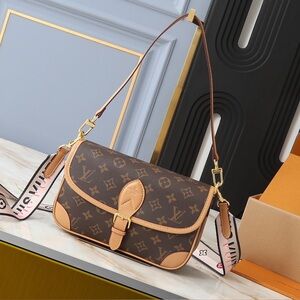 Louis Vuitton Brown Monogram Shoulder Bag with Tan Trim